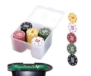 100 Pieces Grade Chips- 3.5cm Numbered Poker Chips,Poker Chip For Home Travel Night Display Tournaments Parties Holiday Birthday Offices Room Family Gathering