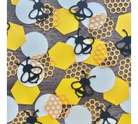 100 Pieces Happy Bee Day Confetti Table Decoration Party Supplies Bee Gold Black Bee Circle Colorful Confetti Bee Theme Party Baby Shower Birthday Table Decor