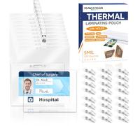 100 Pieces ID Laminating Pouches with 100PCS Clips Government-Size Card Laminating Pouches ID Card Laminating Badges Badge Laminating Pouches with Hole for Work Permits Pass Cards Student ID Cards