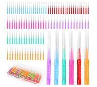 100 Pieces Interdental Brushes, 5 Sizes Soft Toothpicks Tooth Flossing Head Oral Dental Hygiene Brush, Mini Floss Sticks Teeth Picks for Braces Oral Cleaning