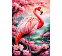 100 Pieces Jigsaw Puzzles for Adults,Family Challenging Puzzle Game,Fun Intellectual Art puzzles for Decompression and Home Decor Pink Flowers Flamingo(15.7x11 inch)