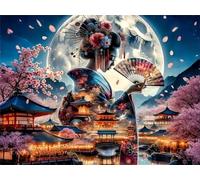 100 Pieces Jigsaw Puzzles for Adults,Family Challenging Puzzle Game,Fun Intellectual Art puzzles for Decompression and Home Decor Japanese Scenic Geisha(15.7x11 inch)