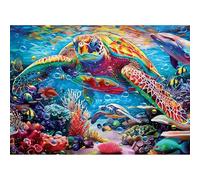 100 Pieces Jigsaw Puzzles for Adults,Family Challenging Puzzle Game,Fun Intellectual Art puzzles for Decompression and Home Decor Underwater World Turtle(15.7x11 inch)