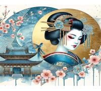 100 Pieces Jigsaw Puzzles for Adults,Family Challenging Puzzle Game,Fun Intellectual Art puzzles for Decompression and Home Decor Japanese Classical Woman(15.7x11 inch)