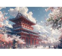 100 Pieces Jigsaw Puzzles for Adults,Family Challenging Puzzle Game,Fun Intellectual Art puzzles for Decompression and Home Decor Japanese Temple Scenery(15.7x11 inch)