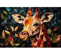 100 Pieces Jigsaw Puzzles for Adults,Family Challenging Puzzle Game,Fun Intellectual Art puzzles for Decompression and Home Decor Glass-Textured Leaf Giraffe(15.7x11 inch)