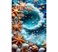 100 Pieces Jigsaw Puzzles for Adults,Family Challenging Puzzle Game,Fun Intellectual Art puzzles for Decompression and Home Decor Starfish Seashells Waves(15.7x11 inch)