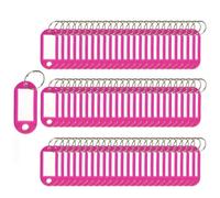 100 Pieces Keyring Tags Key Labels Plastic Key Fobs ID Tags Key Rings Luggage ID Name Key Rings with Split Keyring Key Labels Keychain Rings (Rose Red)