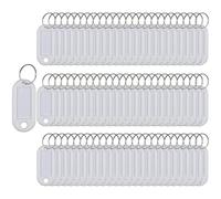 100 Pieces Keyring Tags Key Labels Plastic Key Fobs ID Tags Key Rings Luggage ID Name Key Rings with Split Keyring Key Labels Keychain Rings (White)