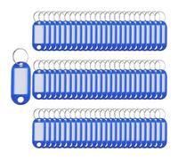 100 Pieces Keyring Tags Key Labels Plastic Key Fobs ID Tags Key Rings Luggage ID Name Key Rings with Split Keyring Key Labels Keychain Rings (Blue)