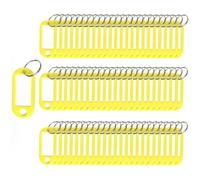 100 Pieces Keyring Tags Key Labels Plastic Key Fobs ID Tags Key Rings Luggage ID Name Key Rings with Split Keyring Key Labels Keychain Rings (Yellow)