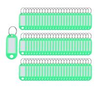 100 Pieces Keyring Tags Key Labels Plastic Key Fobs ID Tags Key Rings Luggage ID Name Key Rings with Split Keyring Key Labels Keychain Rings (Green)