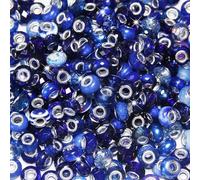 100 Pieces Large Hole Beads, Assorted European Craft Beads Dark Blue Big Hole Fairy Wands Garden Beads Large Hole Lampwork Spacer Beads for DIY Pens Charms Bracelet Necklace Jewelry Making Supplies