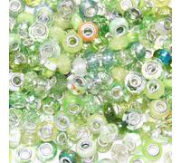 100 Pieces Large Hole Beads, Assorted European Craft Beads Light Green Big Hole Fairy Wands Garden Beads Large Hole Lampwork Spacer Beads for DIY Pens Charms Bracelet Necklace Jewelry Making Supplies