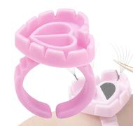 100 Pieces Lash Glue Rings, 2 in 1 Holder Open Ring(Simple Packaging)-(Pink Heart Shape)