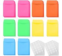 100 Pieces Library Card Envelope Colorful Small Packet Envelope Library Card Pocket with 12 Sheets Removable Adhesive Dot for Public Library School Office (Rose, Orange, Blue, Yellow, Green)