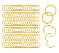 100 Pieces Loose Leaf Ring Binders Inner Diameter 25.5mm Metal Gold Bookbinding Rings Paper Rings Clips Key Ring Record Cards Rings Ideal for Home, School, Office