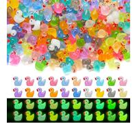 100 Pieces Luminous Mini Resin Ducks Glow in The Dark Bulk Tiny Duck for Garden Micro Landscape Ornament Dollhouse Prank Christmas Birthday Party DIY Decoration Craft
