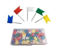 100 Pieces Map Thumb Tacks Colourful Drawing Push Pins with Storage Box Travel Map Push Pins Decorative Map Tacks for Map Drawing Board Decorative Office School