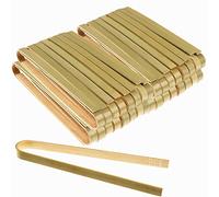 100 Pieces Mini Bamboo Tongs Long Toast Tongs Disposable Wooden Cooking Bamboo Cooking Utensils for Toast Bread Pickles Tea Toaster Serving Pickle Muffin, Cheese Fruits Salad Supplies