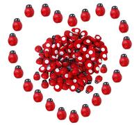 100 Pieces Mini Ladybug Fridge Sticker Self Adhesive Decoration, Small Wooden Beetle Sponge Sticker Ladybug Sticker, Mini Wooden Ladybug Flatback Embellishments for DIY Craft Decoration Scrapbooking