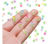 100 Pieces Mini Tulip Flowers for Crafts Dollhouse Miniatures Luminous Resin Mini Things Micro Tulip for Fairy Garden Micro Landscaping Decoration