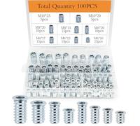 100 Pieces Mixed Pack Threaded Inserts for Wood, M6/M8/M10 Threaded Inserts, Insert Nuts, Insert for Wooden Furniture