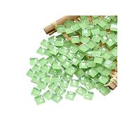 100 Pieces Mosaic Tiles Squares Light Green Crystal Mosaic Tile for Crafts Bulk DIY Picture Frames Handmade Jewelry Coasters Art Material Decoration,1x1cm