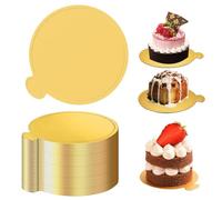 100 Pieces Mousse Cake Boards, 8cm Gold Mini Round Cardboard Cake Boards, Reusable Dessert Display for Wedding, Birthday Party & Pastry Decoration