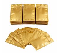 100 Pieces Mylar Foil Ziplock Bag Sample Pouch Self Sealing Double-Sided Color Flat Ziplock Bags Food Grade Storage Vacuum Sealer Perfect for Cosmetic Tea Powder Sample 8.5x13cm (Gold)