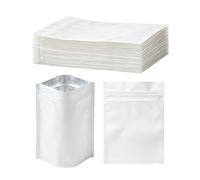 100 Pieces Mylar Foil Ziplock Bag Sample Pouch Self Sealing Double-Sided Color Flat Ziplock Bags Food Grade Storage Vacuum Sealer 8.5x13cm (White)