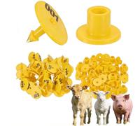 100 Pieces of Animal Round Ear Tags, Suitable for Livestock Tags for Cattle, Pigs, Sheep and Goats (No. 001-1000) Yellow 801-900