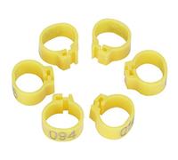 100 Pieces of Bird Footrings, Ligaments, 10 Mm, 001-100, Numbered Pigeons, Identify Clamp/Holder, Poultry Supply (Yellow)