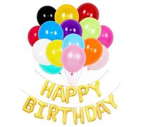 100 Pieces of Colorful Balloons, 1 Piece of "Happy Birthday" Balloon, Multi-color Latex Balloons, Birthday Balloon Decoration, Party Props and Supplies