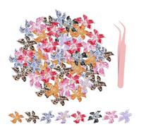 100 Pieces Of Ice Crystal Flower Nail Art Decoration And 1 Piece Of Tweezers, Three-Dimensional Wearable Nail Jewelry, Resin Nail Jewelry, Nail Art Jewelry.