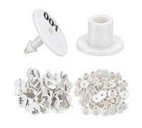100 Pieces of Livestock Ear Tags Numbered 001-1000, Anti-Falling Round Ear Tags, PE Material Suitable for Sheep, Pigs, Calves and Pig Animal Identification Ear Tags White 301-400