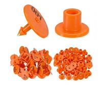 100 Pieces of Livestock Ear Tags Numbered 001-1000, Anti-Falling Round Ear Tags, PE Material Suitable for Sheep, Pigs, Calves and Pig Animal Identification Ear Tags Orange 101-200