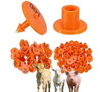 100 Pieces of Livestock Round Ear Tags PE Suitable for Pigs and Sheep Animals, Cattle, Sheep, Pigs, Dogs and Deer Farms, 001-1000 No. Orange 001-100