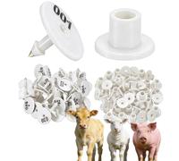 100 Pieces of Livestock Round Ear Tags PE Suitable for Pigs and Sheep Animals, Cattle, Sheep, Pigs, Dogs and Deer Farms, 001-1000 No. White 001-100