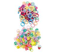 100 Pieces Of Mini Hair Rings And 1 Piece Of Cartoon Hair Ring, Children'S Hair Ring, Cute Hair Accessories, Elastic Hair Rings, Hairstyle Design Accessories.