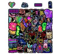 100 Pieces of Neon Decorative Stickers, Waterproof Stickers, Graffiti Stickers, Water Cup Decorations, Waterproof Self-Adhesive Stickers, Suitable for Laptops, Luggage, Etc.