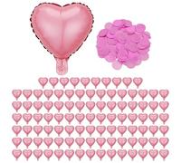 100 Pieces Of Pink Heart-Shaped Balloons And 10G Confetti, Romantic Balloons, Throwing And Dumping, Party Decorations, Party Scene Arrangement.