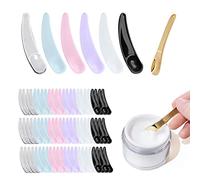 100 pieces of plastic cosmetic spatula, with 1 piece of metal cosmetic spatula, cosmetic mask spatula, cosmetic sub-packing spatula, mini makeup tools, cream spatula.(Random color)