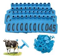 100 pieces of plastic ear tags for cattle, number 001-100-200-300-400-500, suitable for cattle, goats, pigs, cattle and sheep animal identification ear tags Blue 6*7.5cm (2.36*2.95in) 301-400