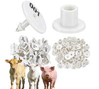 100 Pieces of Round Ear Tags, Livestock Ear Tags for Sheep, Cattle, Calves and Pigs, Numbered 001-1000, Animal Identification Ear Tags White 301-400