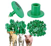 100 Pieces of Round Ear Tags, Livestock Ear Tags for Sheep, Cattle, Calves and Pigs, Numbered 001-1000, Animal Identification Ear Tags Green 101-200