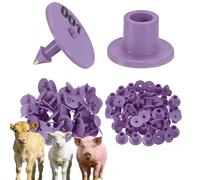 100 Pieces of Round Ear Tags, Livestock Ear Tags for Sheep, Cattle, Calves and Pigs, Numbered 001-1000, Animal Identification Ear Tags Purple 101-200