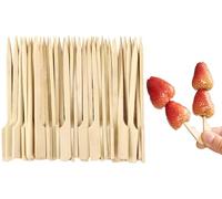 100 Pieces Paddle Bamboo Skewers 9cm, Flat Burgers Sticks Wooden Fruits Picks Sticks Barbecue Kebabs Skewers for Buffets Party (9cm-100Pcs)