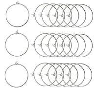 100 Pieces Party Decoration Earring Ribbons Charm Wine Glass Ring Accessory Circle Drink Marker Accessory Metal Wedding Practical and Elegant, Stainless Steel
