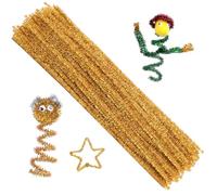 100 Pieces Pipe Cleaners Chenille Stem, Glitter Gold Pipe Cleaners Set for Pipe Cleaners DIY Arts Crafts Decorations, Chenille Stems Pipe Cleaners (Glitter Gold)